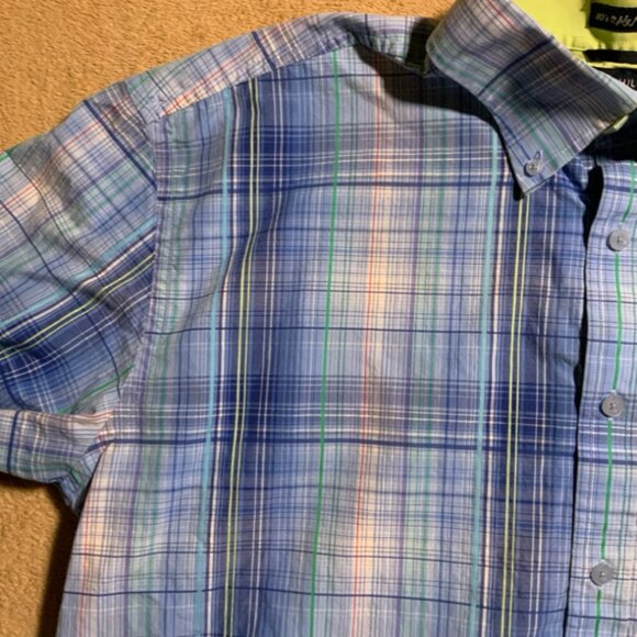 Tommy Hilfiger Mens Sz XL Button Up Blue 80s 2 Ply Fabric Plaid Short Sleeve (G) - Picture 4 of 7